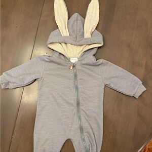 Charming Gray Bunny Ear Bodysuit